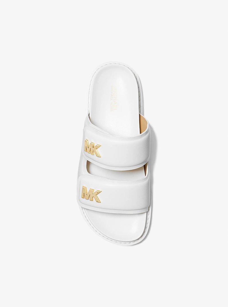 Stark Leather Slide Sandal in OPTIC WHITE | Michael Kors