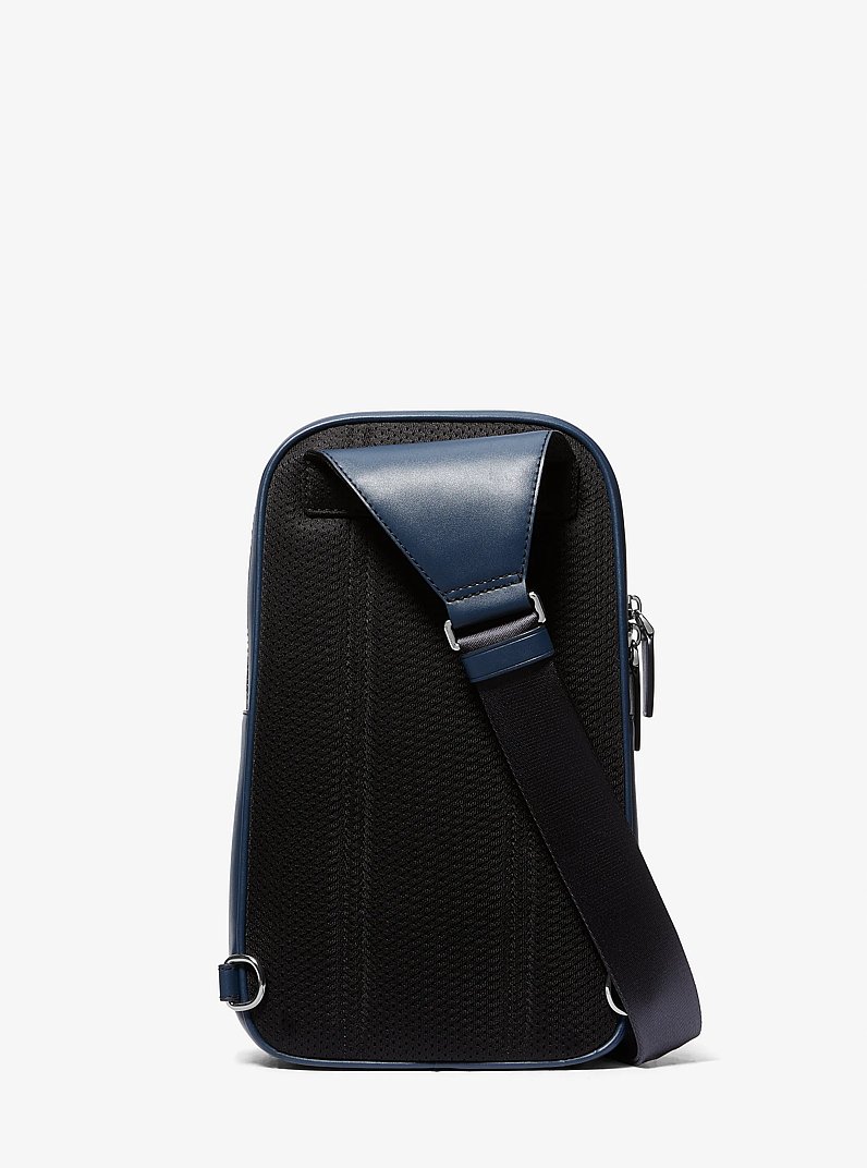 Cooper Slim Pebbled Leather Commuter Sling Pack in NAVY | Michael Kors