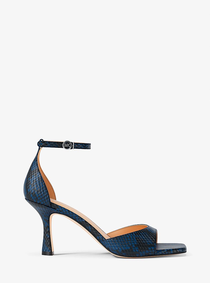 Amali Snake Embossed Sandal in NAVY | Michael Kors