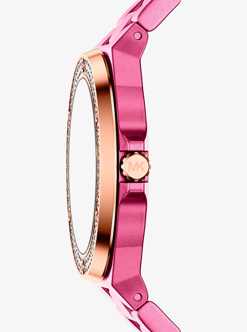 Montre miniature Lennox de ton rose &agrave; pav&eacute; in OR ROSE | Michael Kors