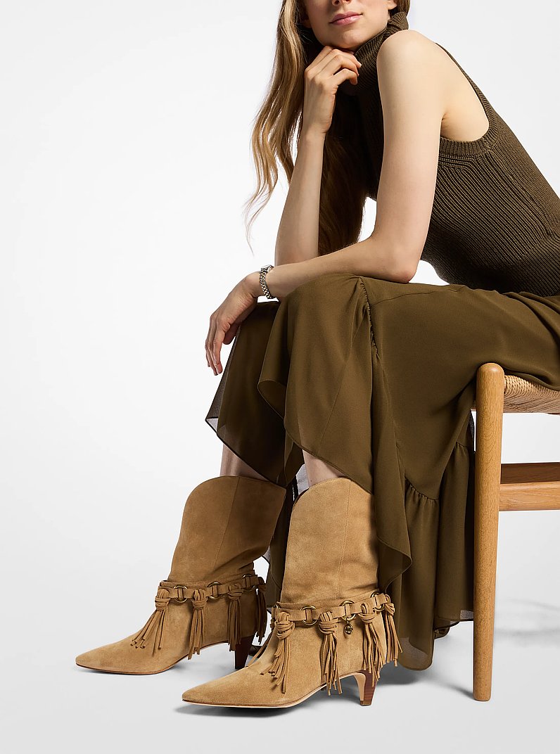 Bota Daniela de gamuza con flecos in CAQUI TOSTADO | Michael Kors