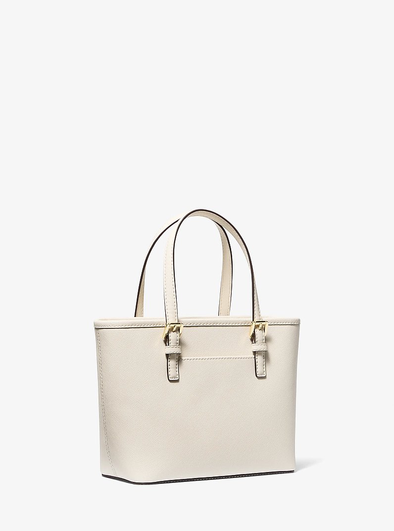 Tr&egrave;s petit sac fourre-tout Jet Set Travel en cuir Saffiano &agrave; fermeture &eacute;clair sur le dessus in CR&Egrave;ME L&Eacute;GER | Michael Kors