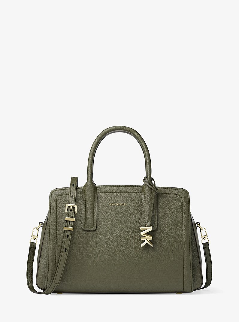Laila Medium Leather Satchel in IVY | Michael Kors