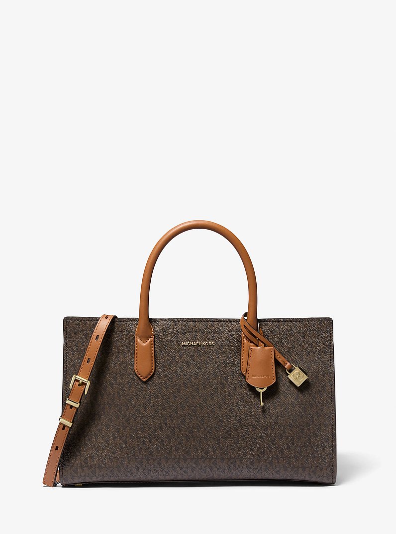 Scarlett Medium Signature Logo Satchel in BRN/ACORN | Michael Kors