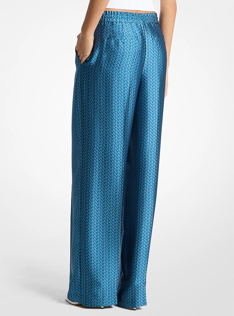 Pantalon de surv&ecirc;tement en satin jacquard &agrave; logo MK2000 in BLEU RIVI&Egrave;RE | Michael Kors