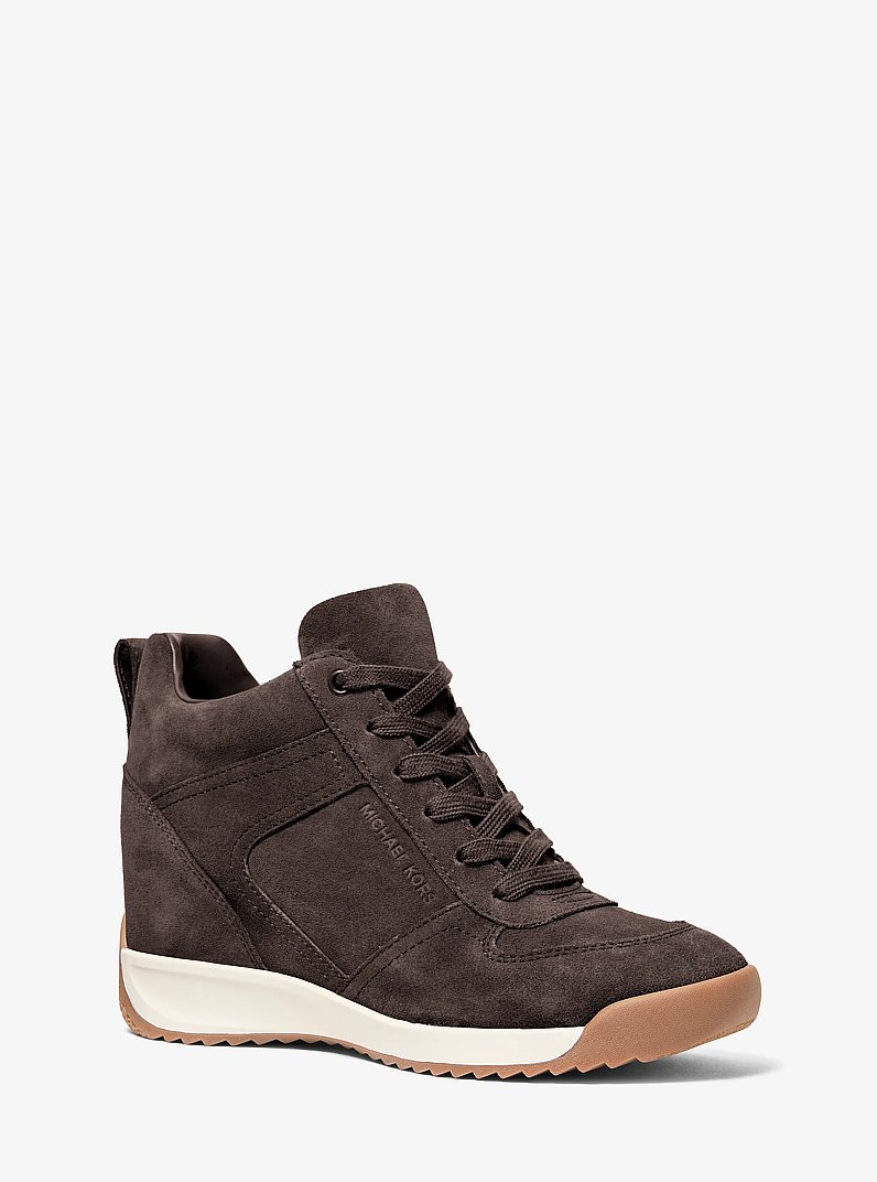 Nikko S2 Suede Wedge Trainer in CHOCOLATE | Michael Kors
