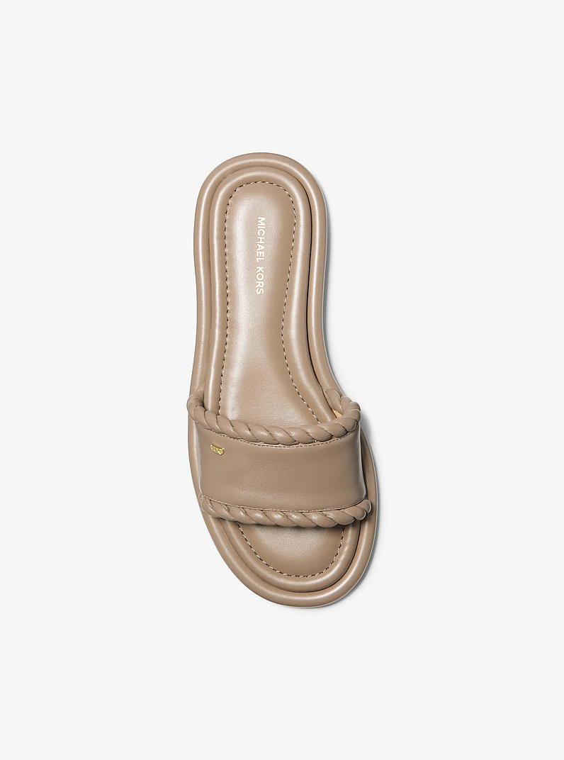 Dana Leather Slide Sandal in BIRCH | Michael Kors