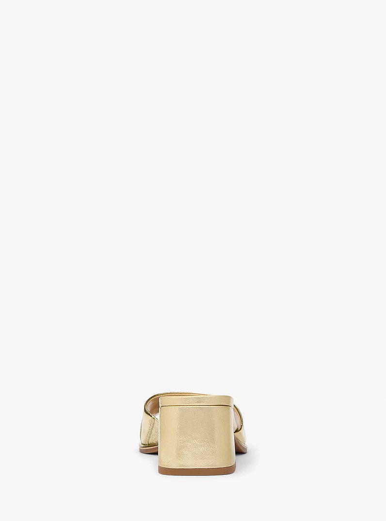 Carson Crackled Metallic Leather Mule in PALE GOLD | Michael Kors