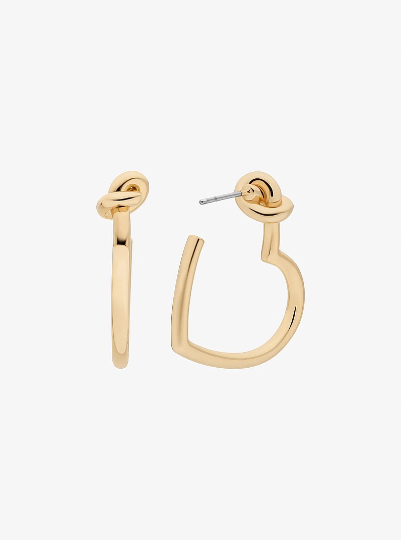 Knotted Heart Hoop Earrings in GOLD | Michael Kors
