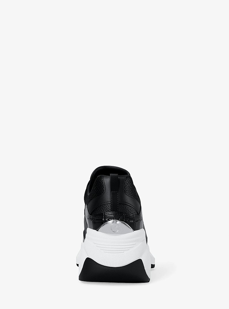 Kaia Mixed-Media Trainer in BLACK | Michael Kors
