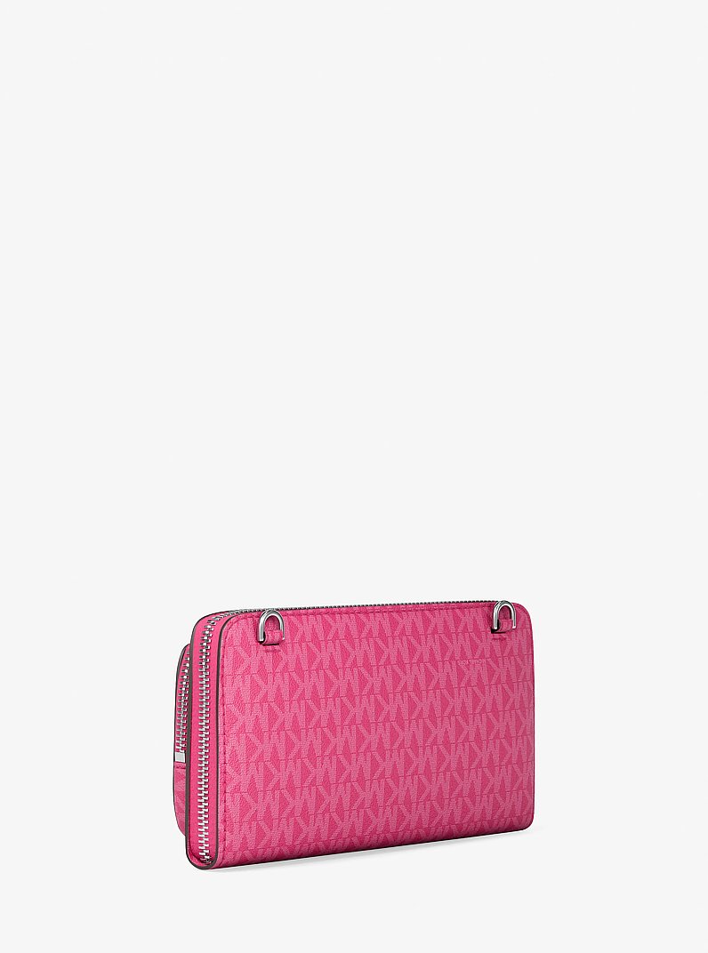 L&auml;ngliche Umh&auml;ngetasche Jet Set Large mit Signature-Logomuster in HIMBEERE | Michael Kors