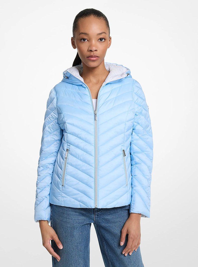Chaqueta chevron de nailon acolchada y reversible con logotipo estampado in [3463] | Michael Kors