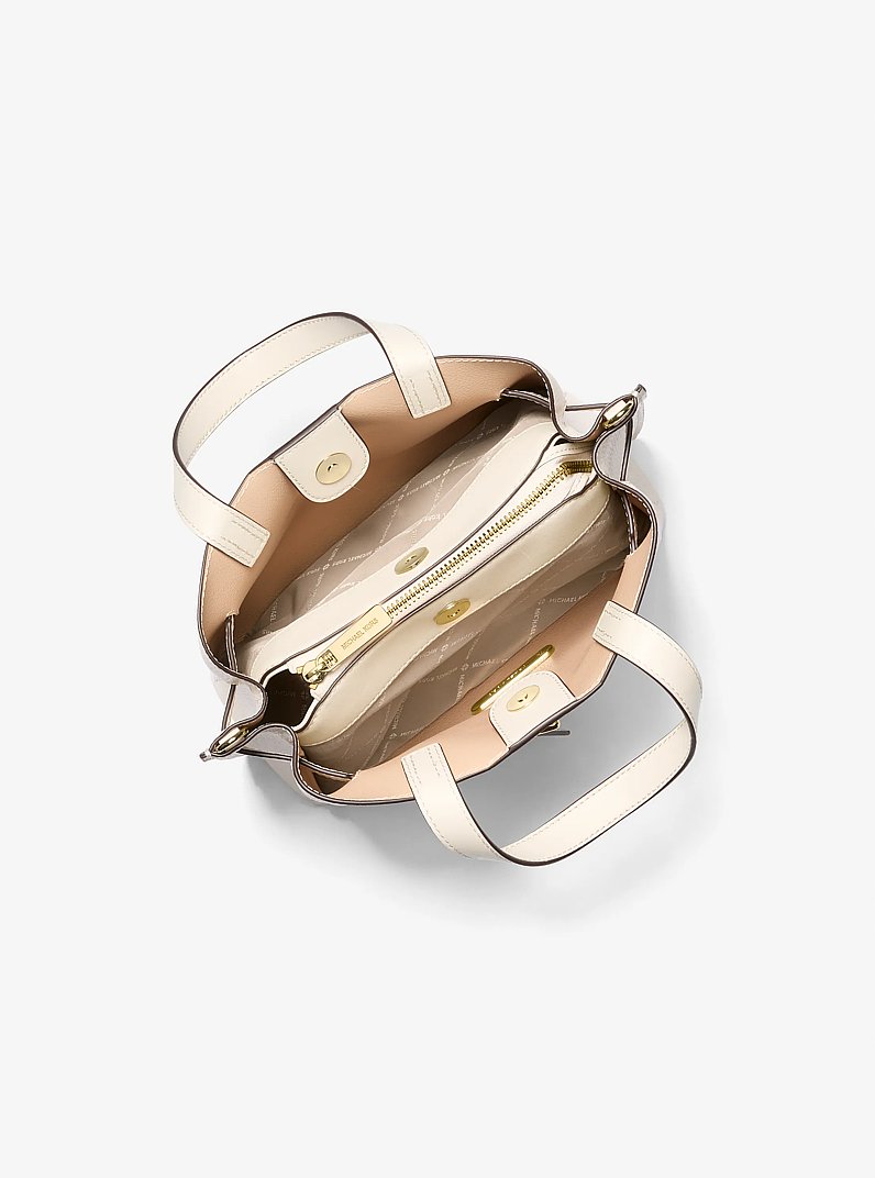 Emilia Small Pebbled Leather Satchel in LT CREAM | Michael Kors