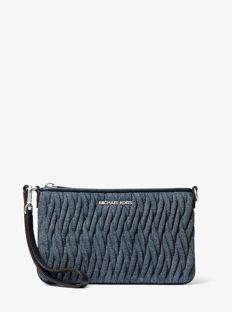 Jet Set Travel Matelass&eacute; Denim Wristlet in DENIM | Michael Kors