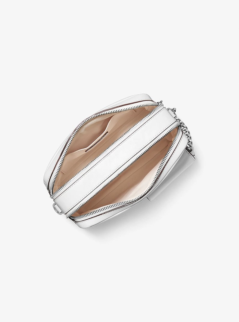 Sac &agrave; bandouli&egrave;re pour appareil photo Bryant de taille moyenne en cuir avec porte-cartes in BLANC OPTIQUE | Michael Kors