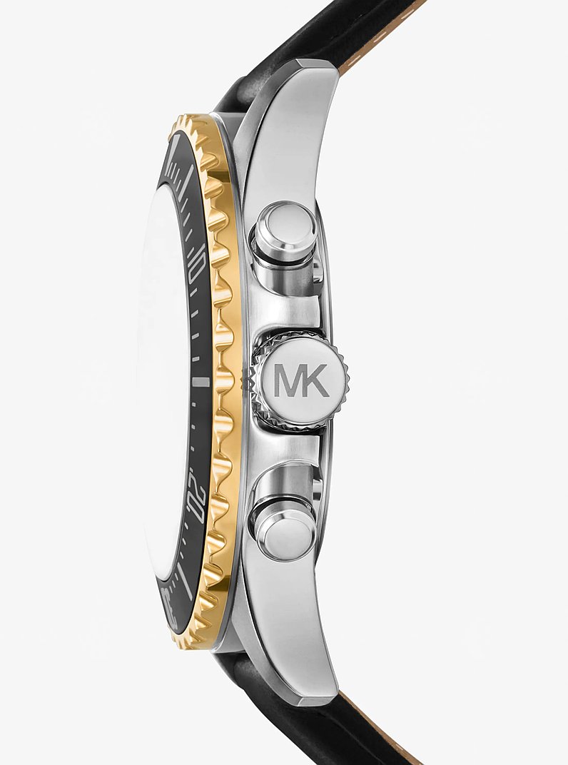Oversized Everest Silver-Tone and Leather Watch in TWO TONE | Michael Kors