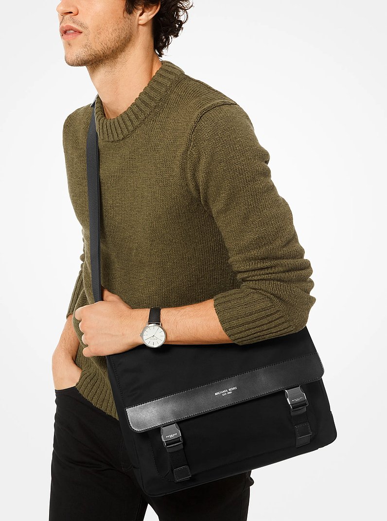 Brooklyn Nylon Gabardine Messenger Bag in BLACK | Michael Kors