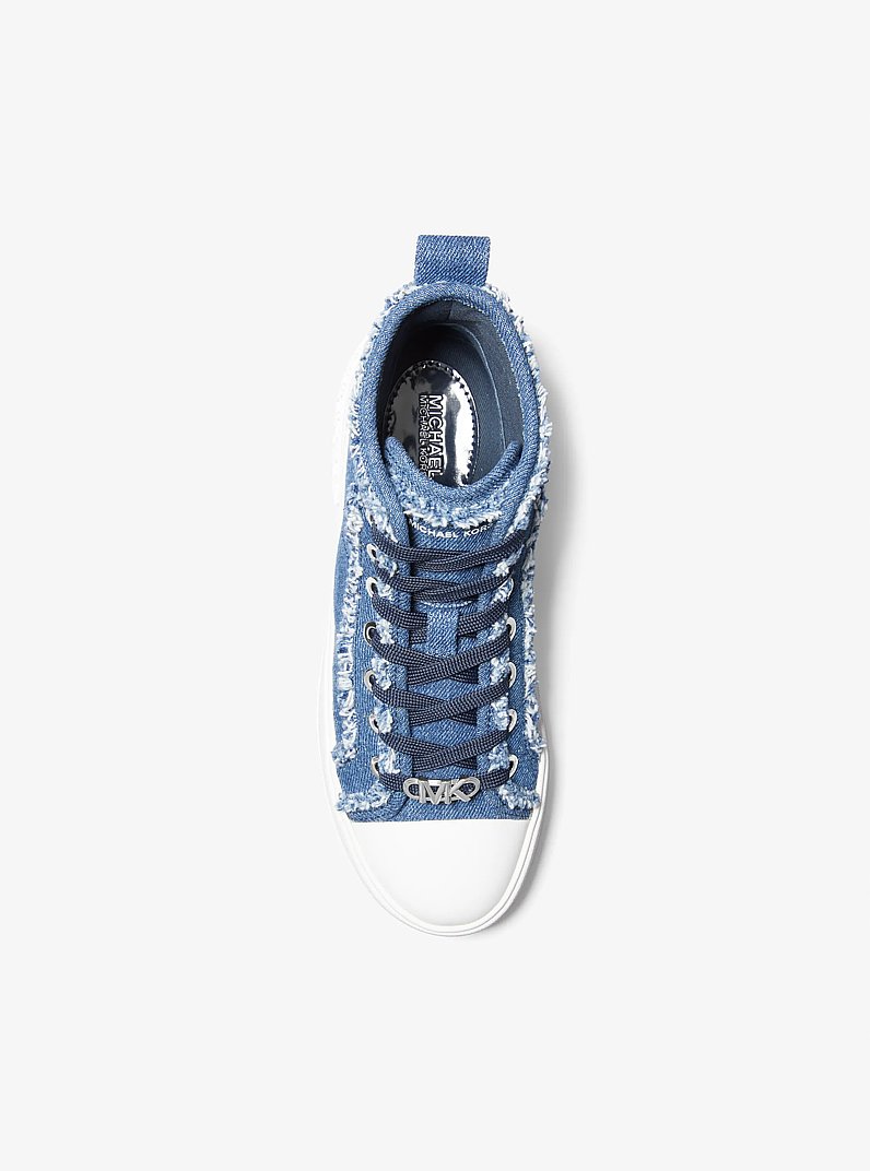Evy Frayed Denim High-Top Sneaker in DENIM | Michael Kors