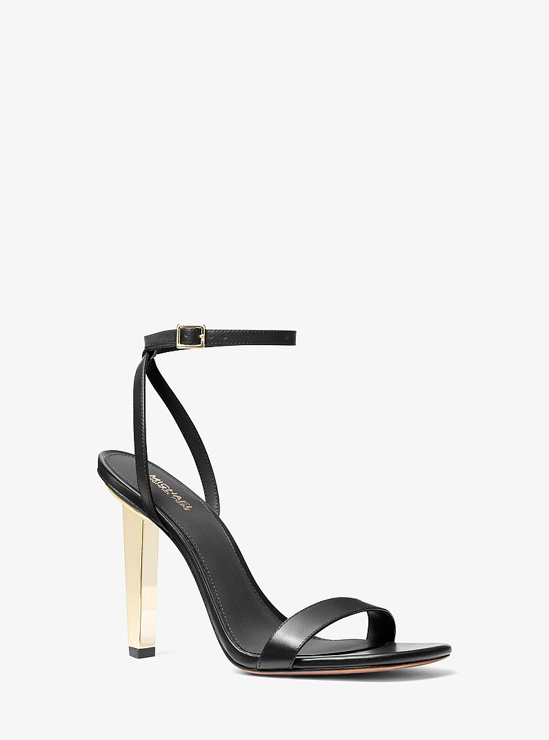 Halle Leather Sandal in BLACK | Michael Kors