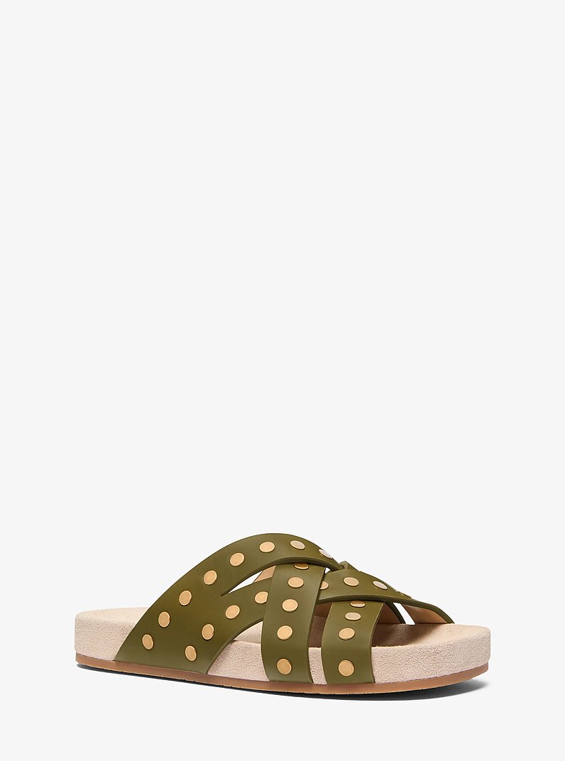 Sandale Irene en cuir clout&eacute; in VERT SAFARI | Michael Kors