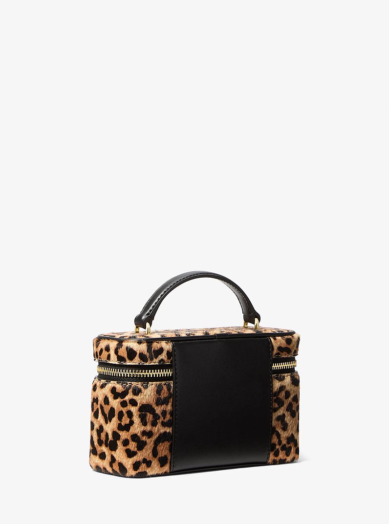 Vivi Small Leopard Print Calf Hair Vanity Crossbody Bag in CAMEL MLT | Michael Kors