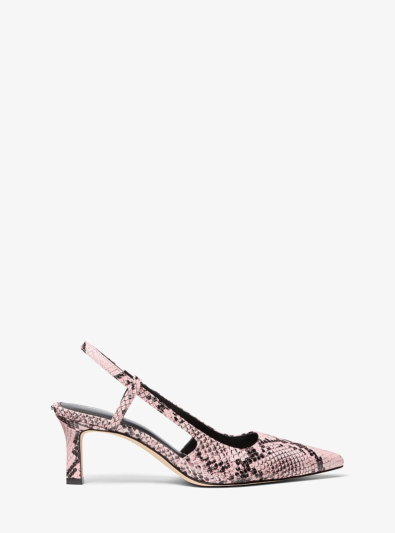 Alora Snake Embossed Leather Slingback Pump in SMOKEY ROSE | Michael Kors