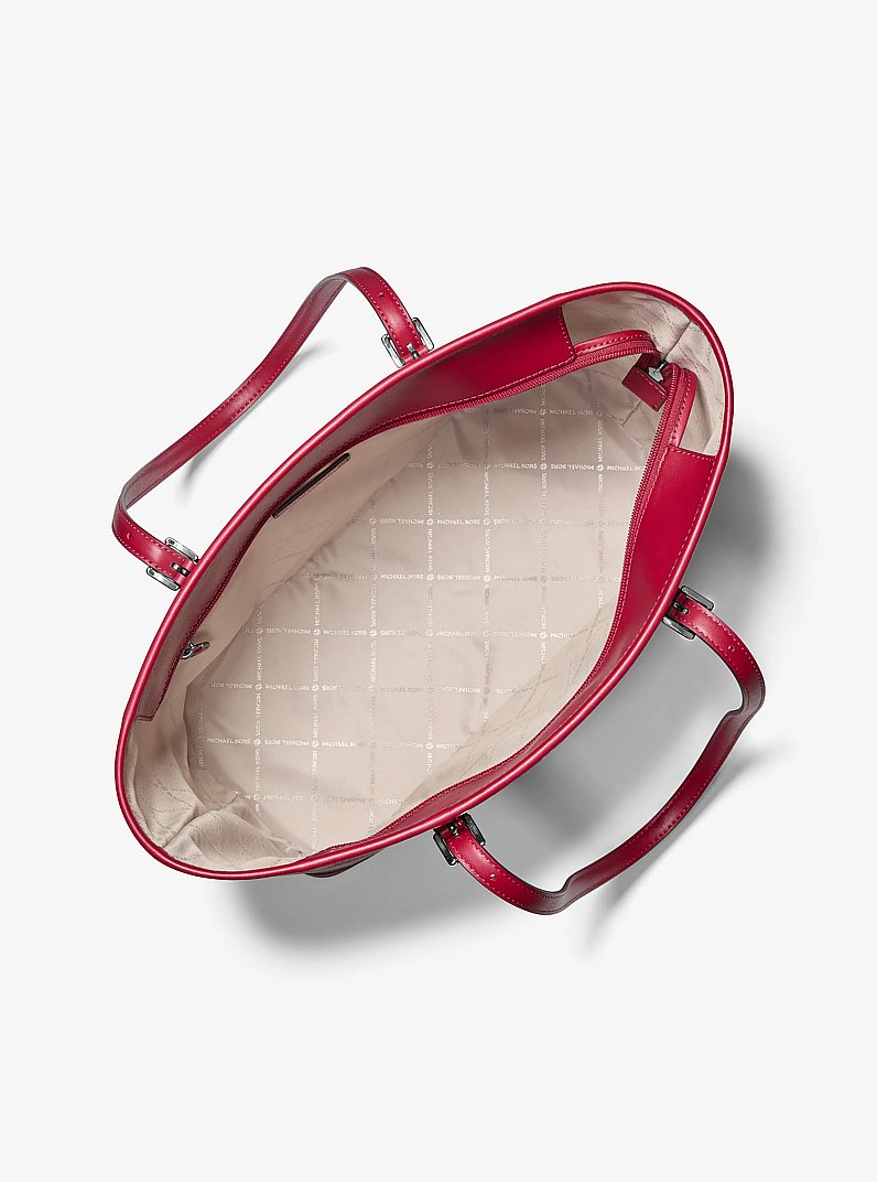 Jet Set Large Printed Signature Logo Tote Bag in DK RASPBERRY | Michael Kors