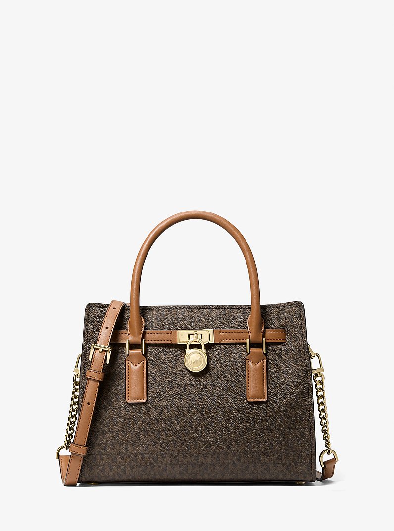Borsa a tracolla Hamilton Moderne piccola con stampa logo in BRONZO/GHIANDA | Michael Kors