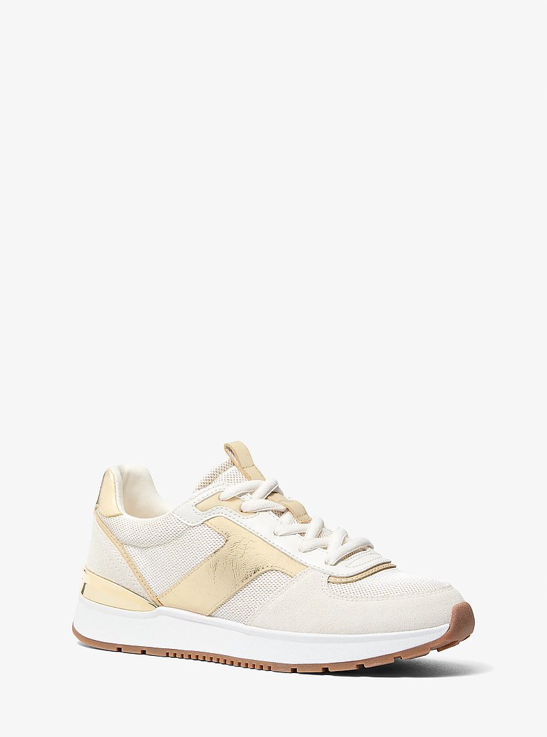 Remy Mixed-Media Trainer in PALE GOLD | Michael Kors