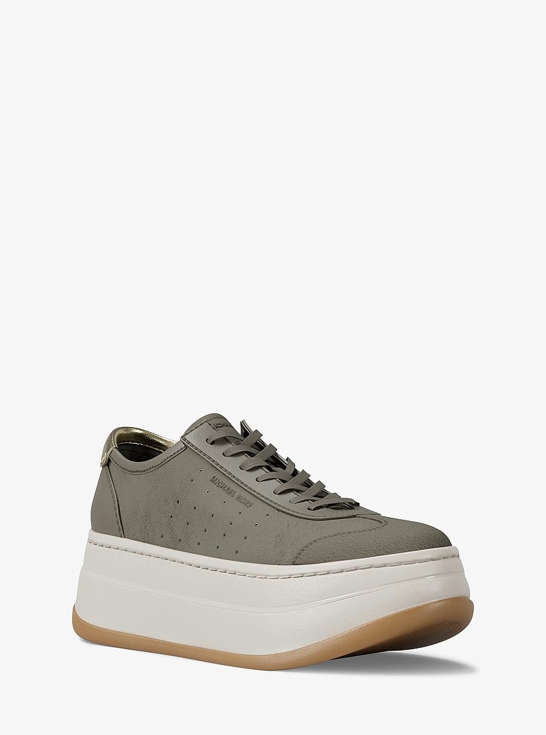 Hayes Leather Platform Sneaker in BIRCH | Michael Kors