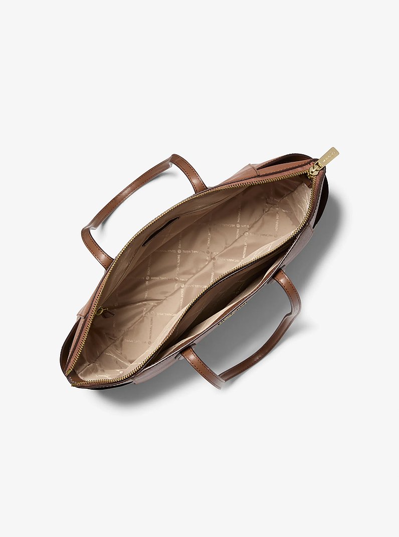 Marilyn Medium Saffiano Leather Tote Bag in LUGGAGE | Michael Kors