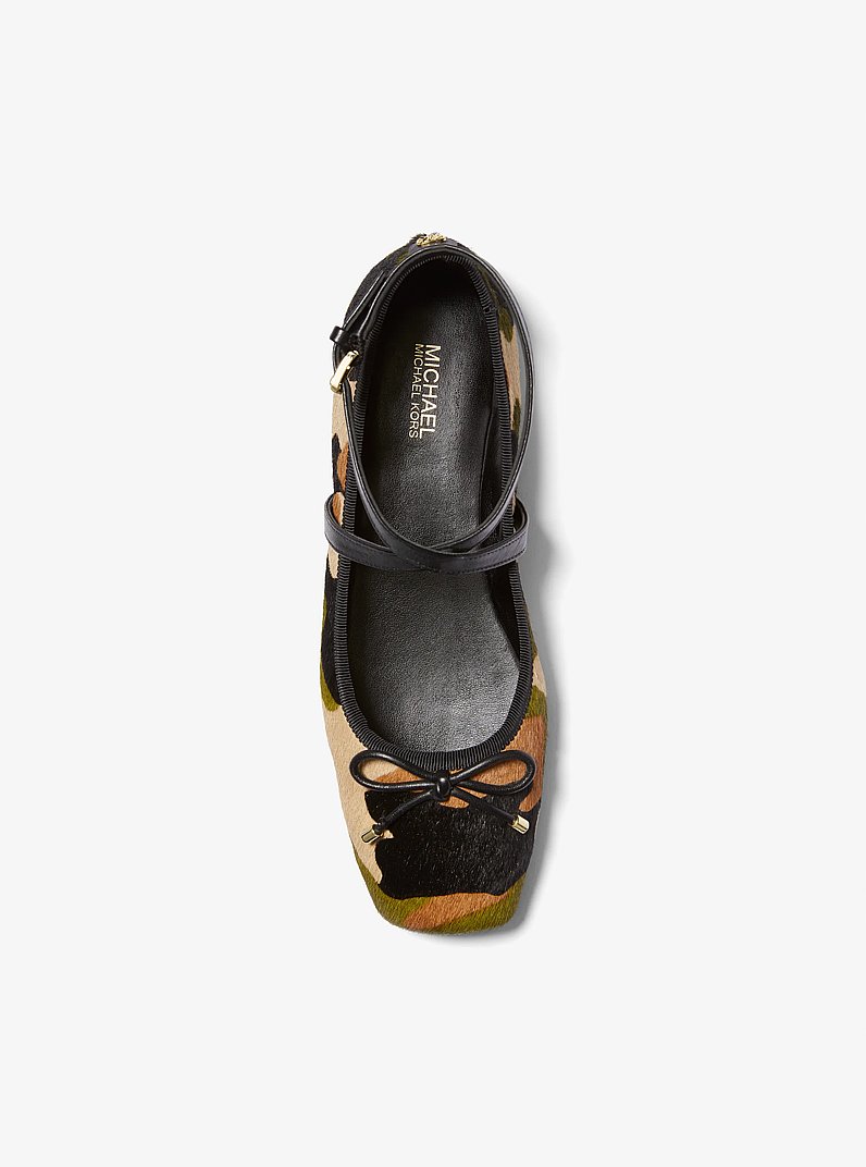Collette Camouflage Print Calf Hair Ballet Flat in Smoky Olive Multi | Michael Kors