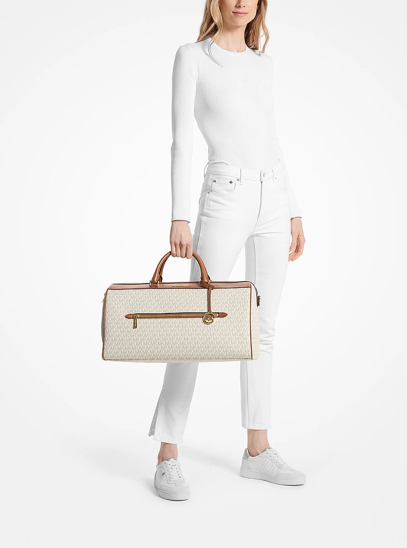MICHAEL KORS OUTLET JET SET TRAVEL ラージ Jet Set Travel Extra-Large Signature Logo Duffel Bag in VANILLA
