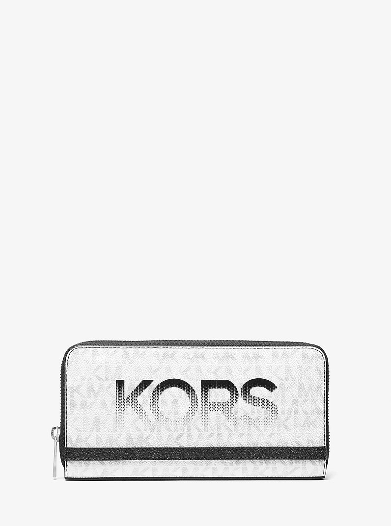 Cooper Graphic Logo Zip-Around Wallet in BLACK/WHITE | Michael Kors