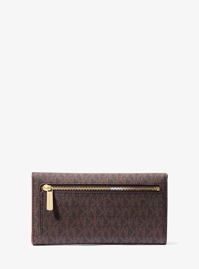 Billetera Jet Set grande de tres paneles con logotipo in MARR&Oacute;N | Michael Kors