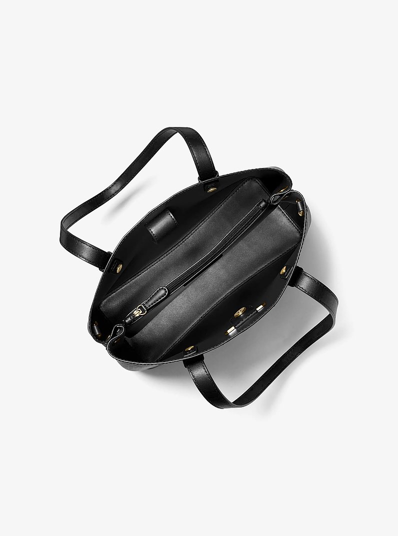 Mel Small Saffiano Leather Tote Bag in BLACK | Michael Kors