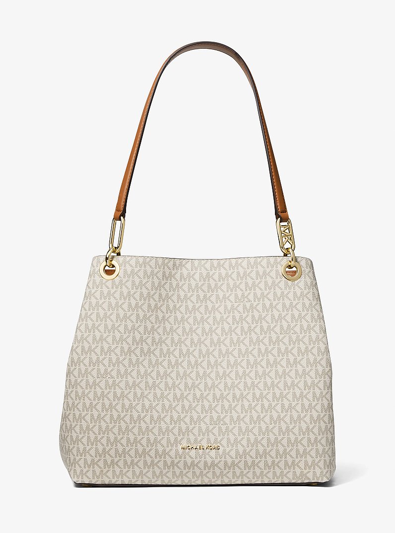 Kensington Large Signature Logo Tote Bag in VANILLA/ACORN | Michael Kors