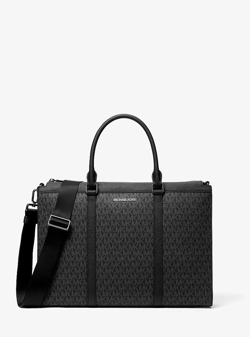 Cooper Signature Logo Briefcase in BLACK | Michael Kors