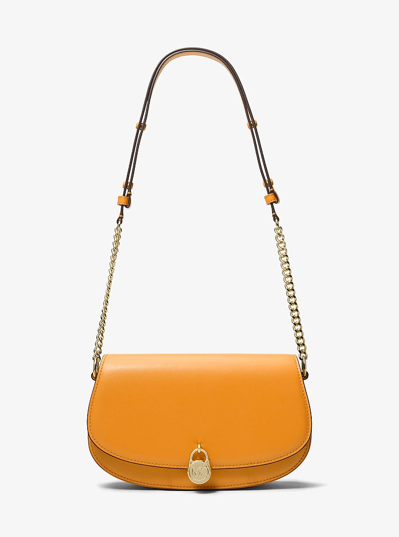 Sac messager Mila de taille moyenne en cuir in ORANGE POP | Michael Kors