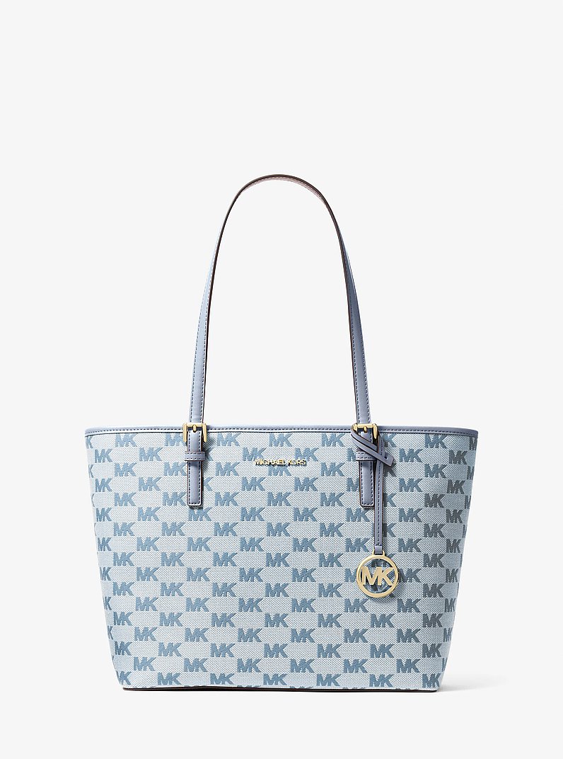 Borsa tote Jet Set media con logo jacquard in CHAMBRAY | Michael Kors