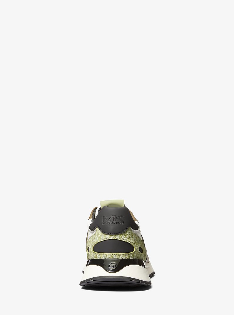 Sneaker Miles van mesh met kleurvlakken en kenmerkend logo in OLIJFGROEN | Michael Kors