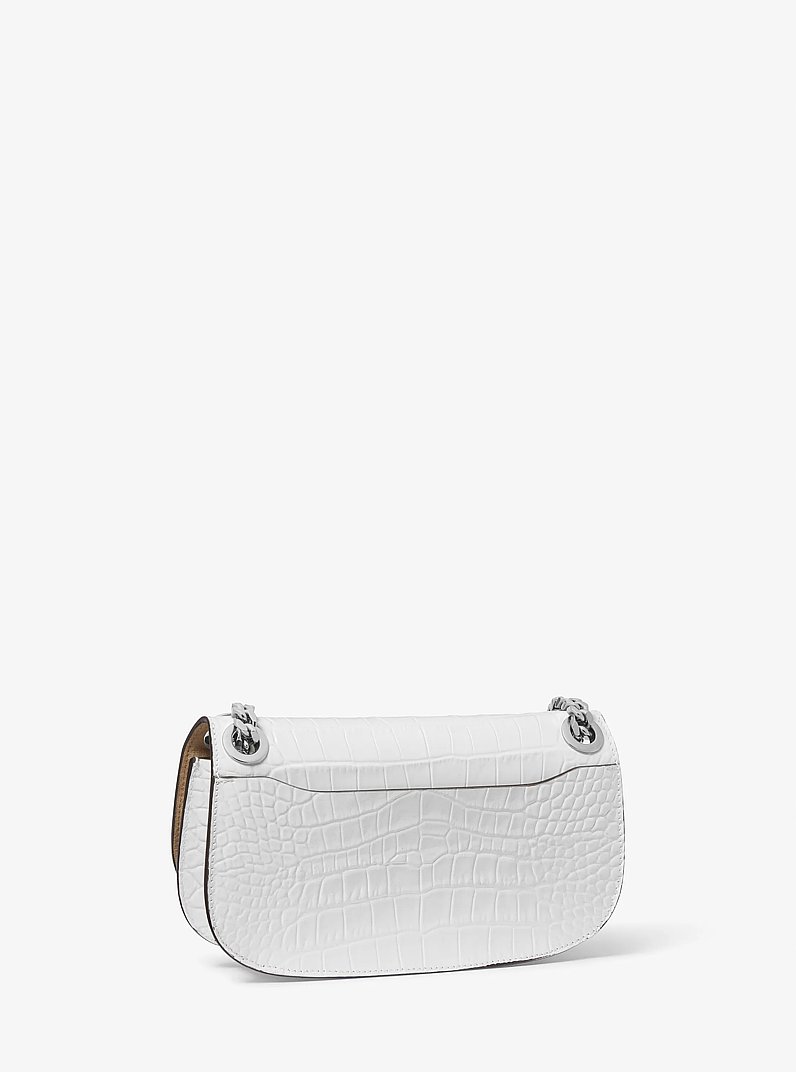 Tasche Christie Mini mit Umschlag aus Leder mit Krokodilpr&auml;gung in OPTIC WHITE | Michael Kors