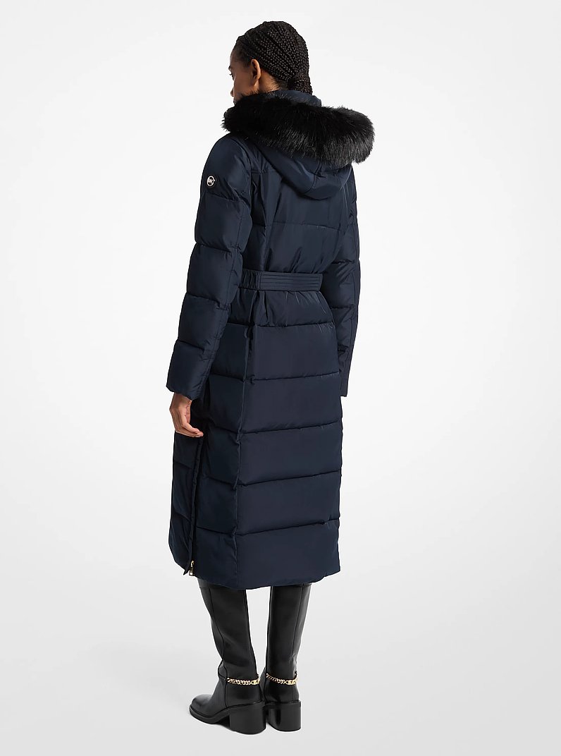 Faux Fur Trim Quilted Puffer Coat