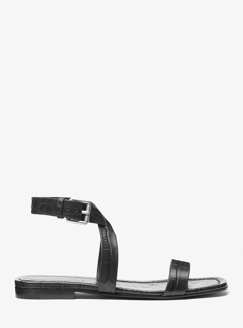 Sandalia Bridgette de piel con motivo de cocodrilo en relieve in NEGRO | Michael Kors
