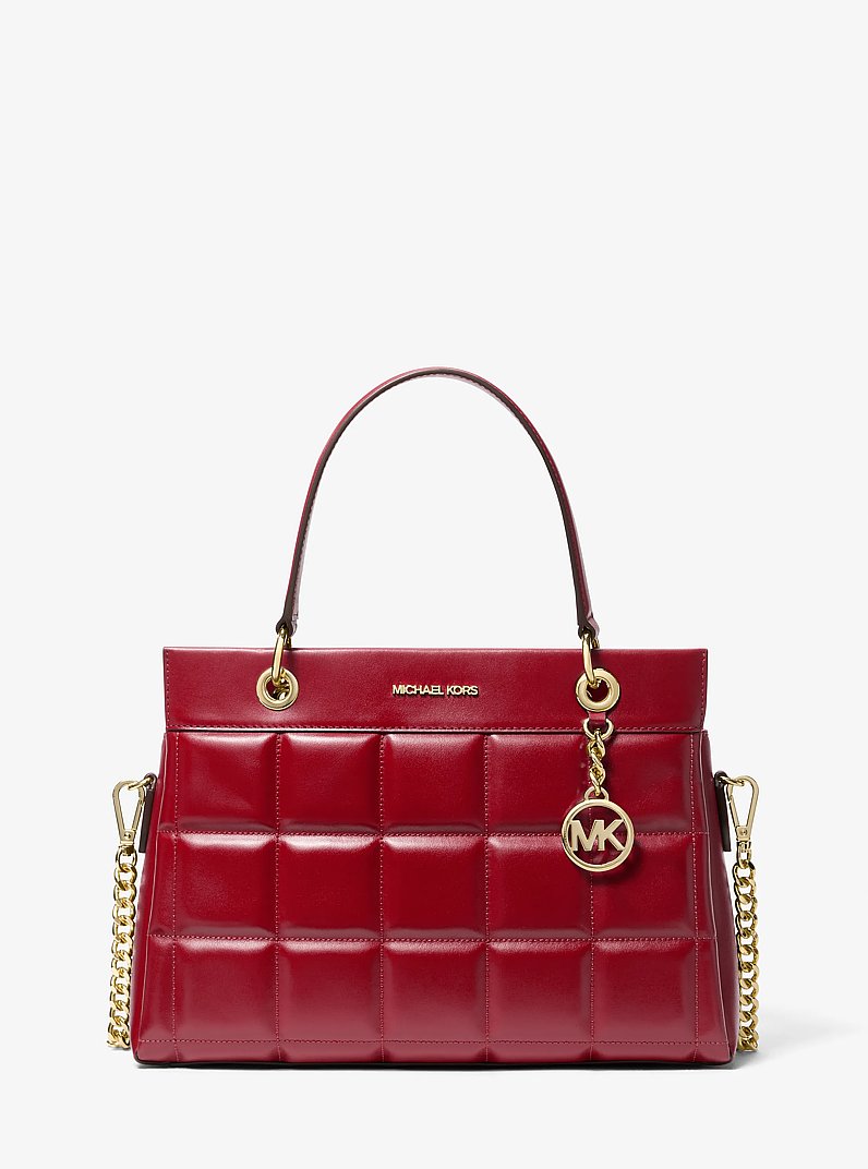 Susan Medium Quilted Leather Satchel in DEEP RED | Michael Kors