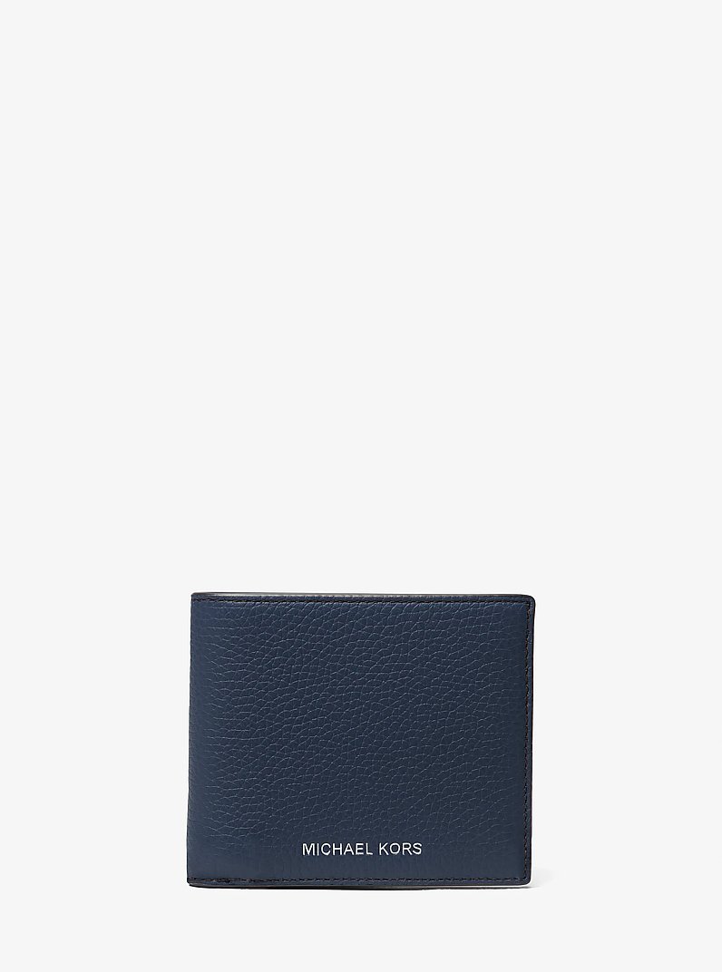 Cooper Pebbled Leather Billfold Wallet in NAVY | Michael Kors