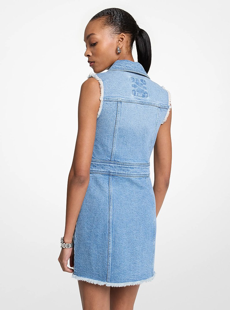 Frayed Denim Mini Dress in ANGEL BLUE WASH | Michael Kors