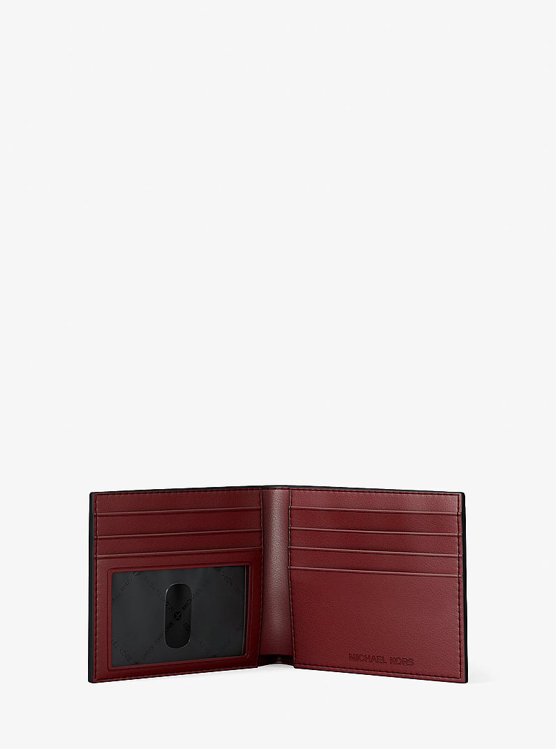 Hudson Pebbled Leather Billfold Wallet in DEEP RED | Michael Kors