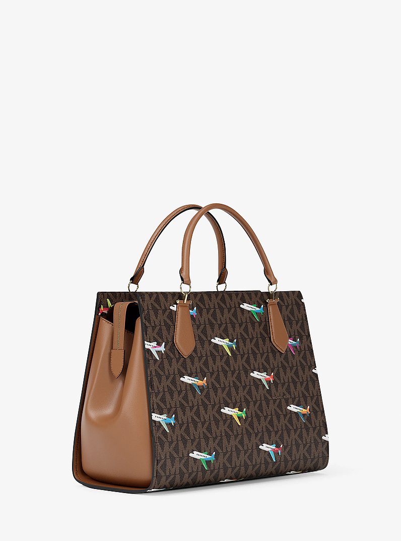 Bolso satchel Marilyn mediano con estampado de nuestro logotipo exclusivo in MARR&Oacute;N | Michael Kors