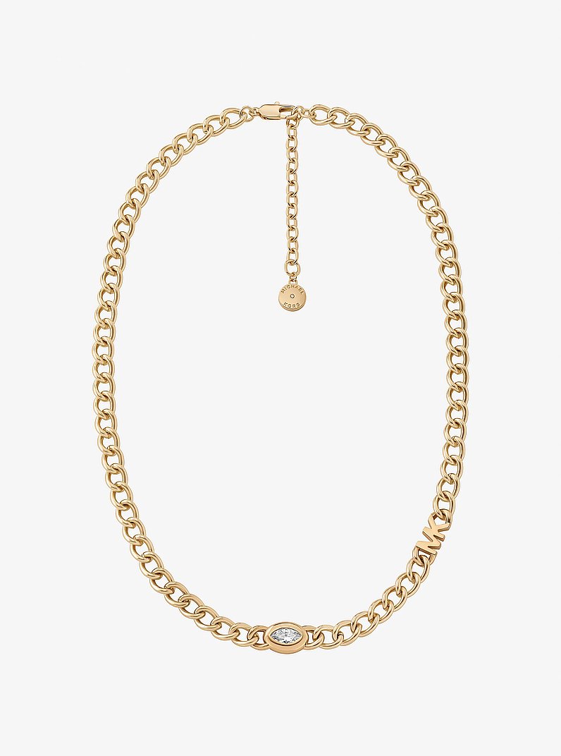 Marquise Stone Chain-Link Necklace in GOLD | Michael Kors